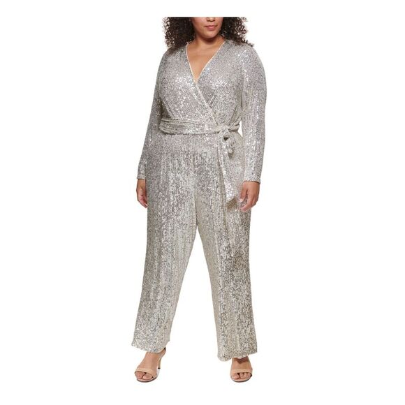 Savia Silver Belted Jumpsuit